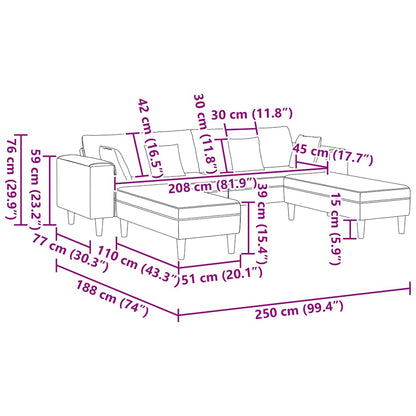 Bank Blauw 250 x 188 x 76 cm Katoen Stof
