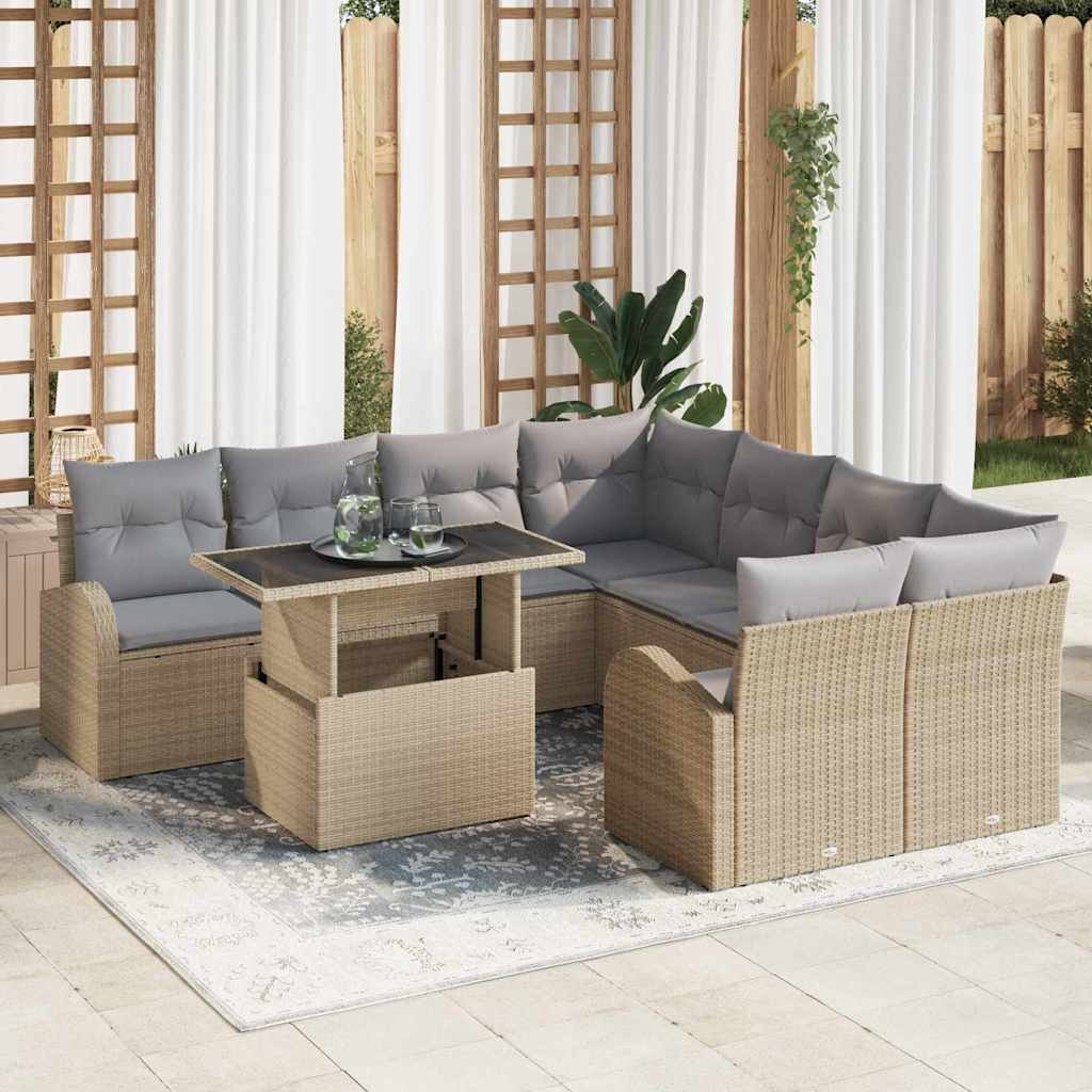 Tuinset Tuur - 9-delig - met opslag - beige en grijs