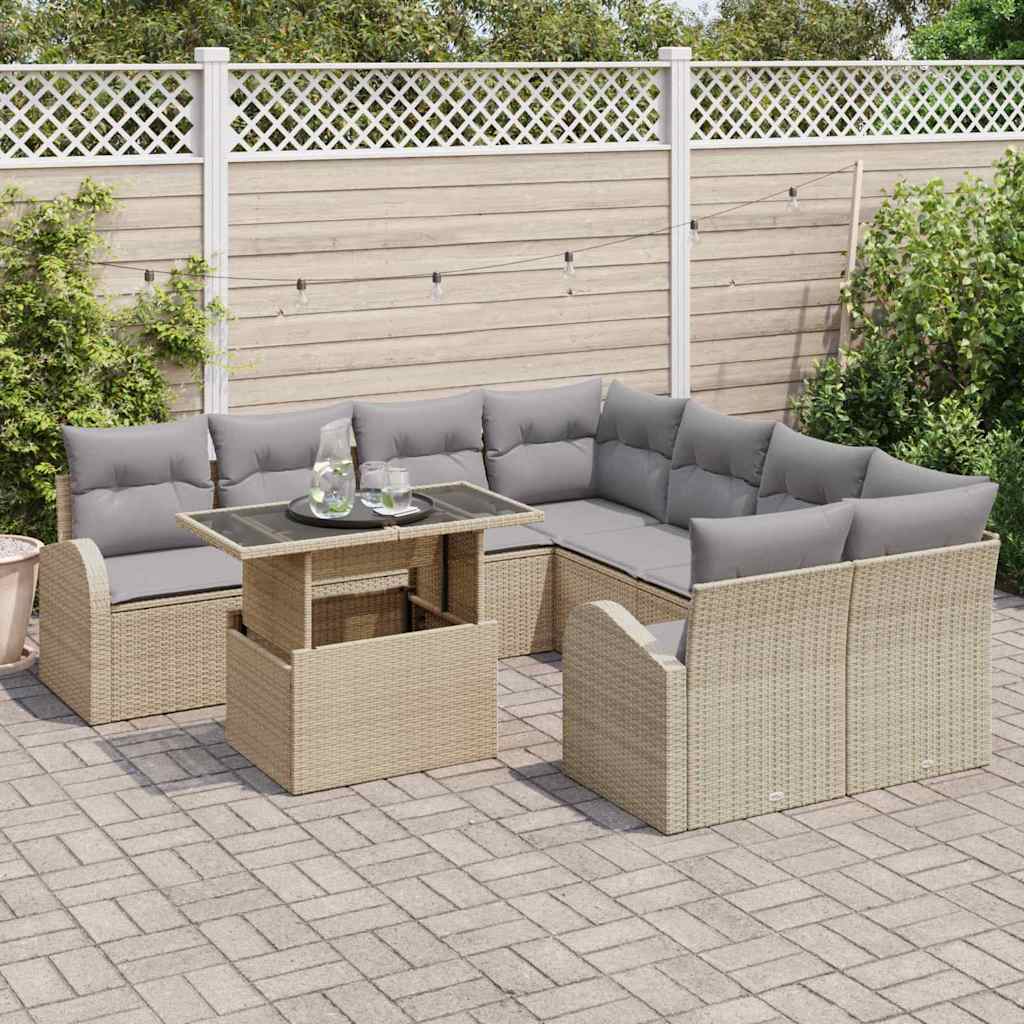 Tuinset Tuur - 9-delig - met opslag - beige en grijs