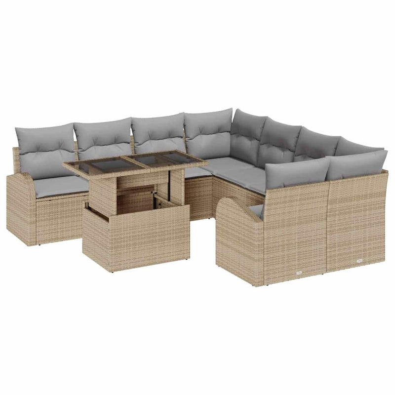 Tuinset Tuur - 9-delig - met opslag - beige en grijs