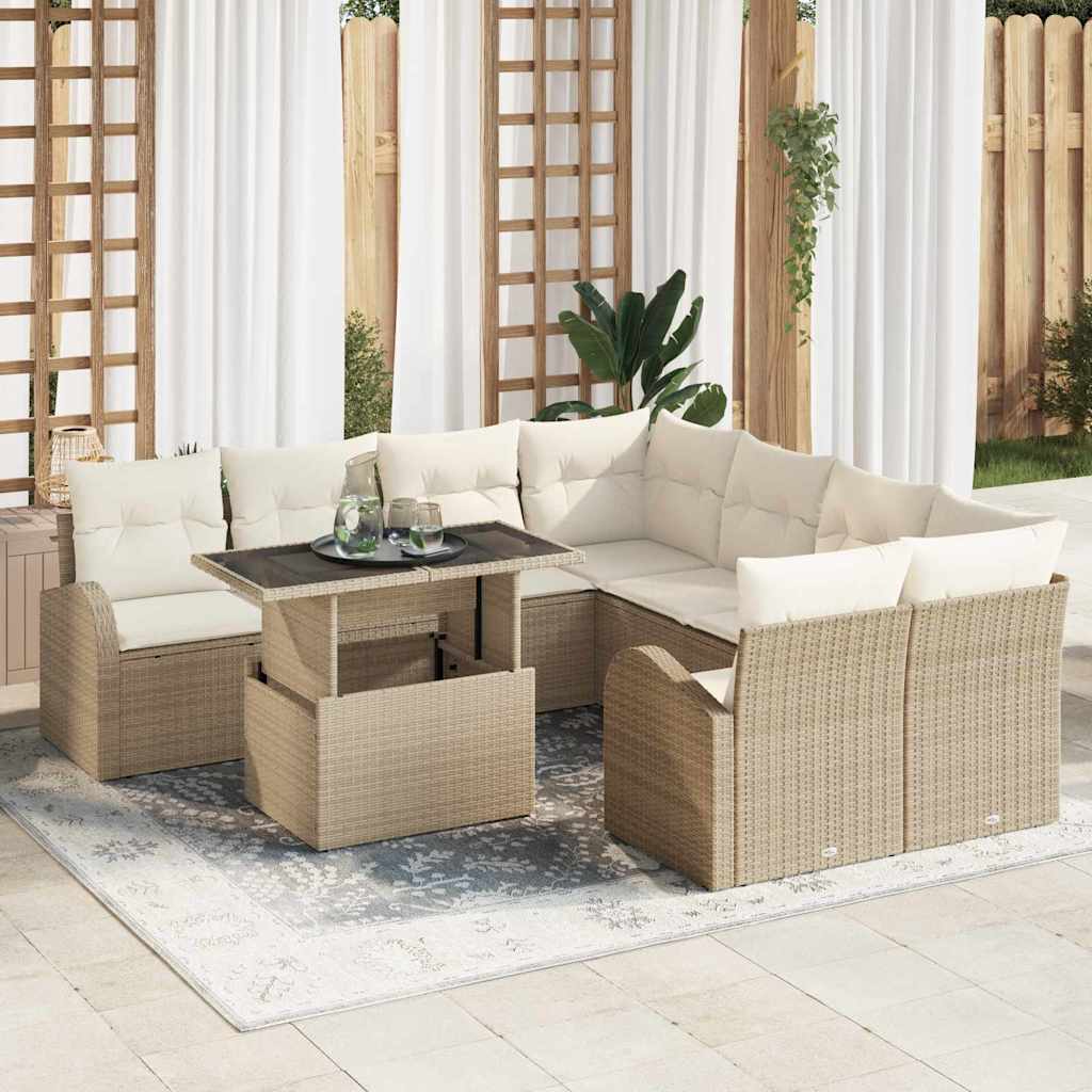Tuinset Tuur - 9-delig - met opslag - beige