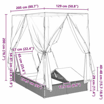 Ligbed Bo - 205 x 129 x 200 cm - verstelbaar - bruin