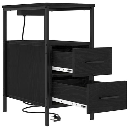 Nachtkastje Emilia - 2 stuks - met oplaadstation - Zwart
