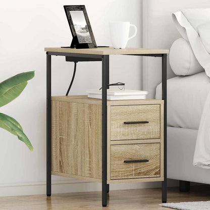 Nachtkastje Emilia - 2 stuks - met oplaadstation - Sonoma eiken