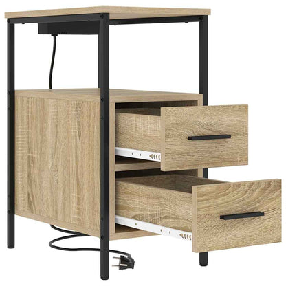 Nachtkastje Emilia - 2 stuks - met oplaadstation - Sonoma eiken