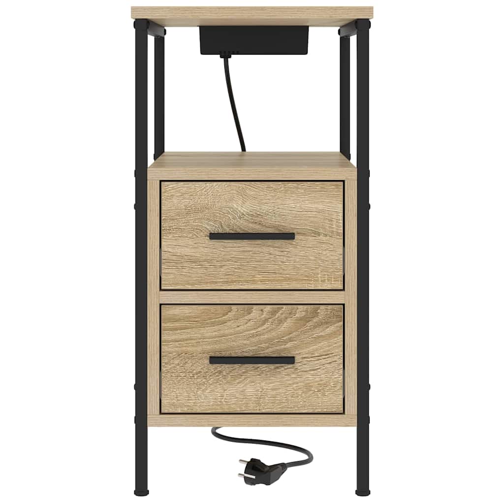 Nachtkastje Emilia - 2 stuks - met oplaadstation - Sonoma eiken