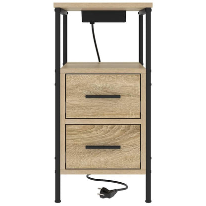 Nachtkastje Emilia - 2 stuks - met oplaadstation - Sonoma eiken