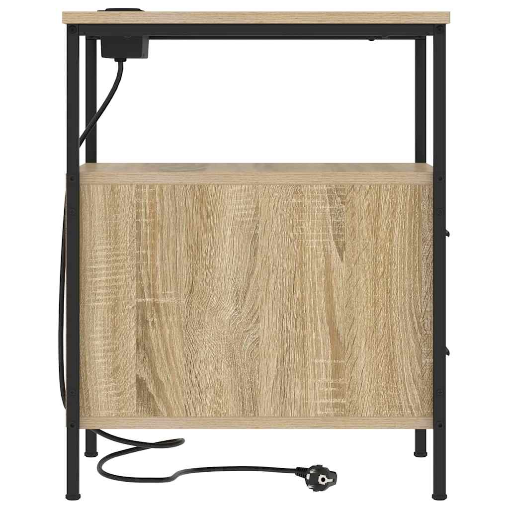 Nachtkastje Emilia - 2 stuks - met oplaadstation - Sonoma eiken