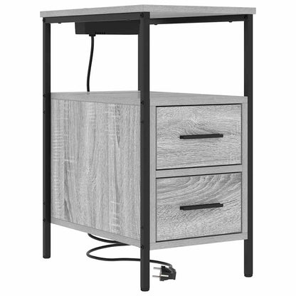 Nachtkastje Emilia - 2 stuks - met oplaadstation - Grijs sonoma