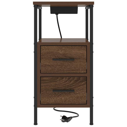 Nachtkastje Emilia - 2 stuks - met oplaadstation - Bruin eiken