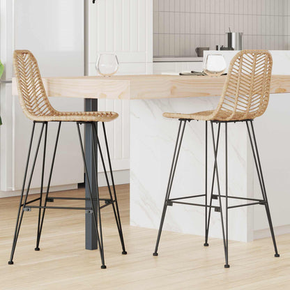 Barkruk 2 pcs 44 x 52 x 111 cm Riet en IJzer