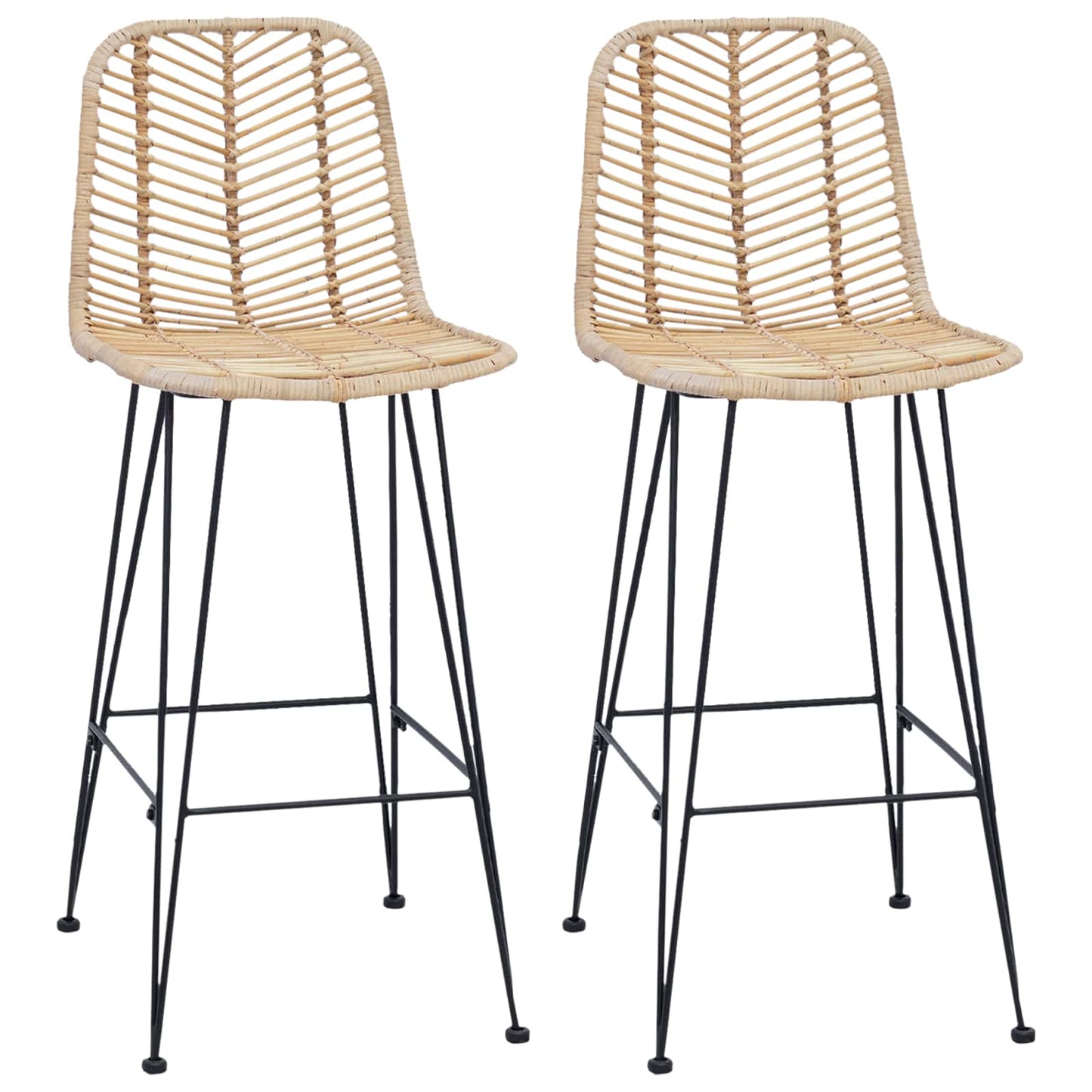 Barkruk 2 pcs 44 x 52 x 111 cm Riet en IJzer
