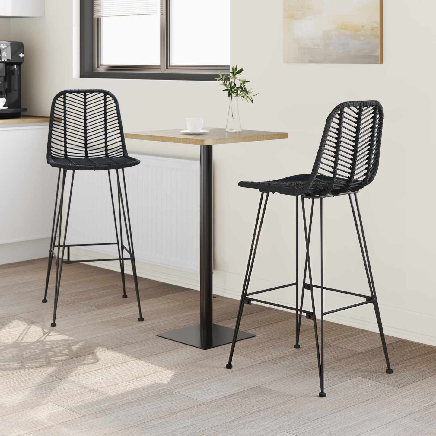 Barkruk 2 pcs 44 x 52 x 111 cm Riet en IJzer