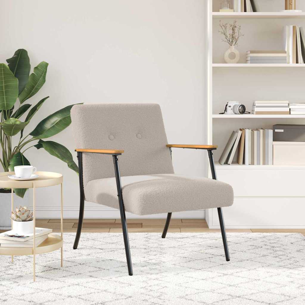 Fauteuil Lichtgrijs Krullend Wol-achtig Stof
