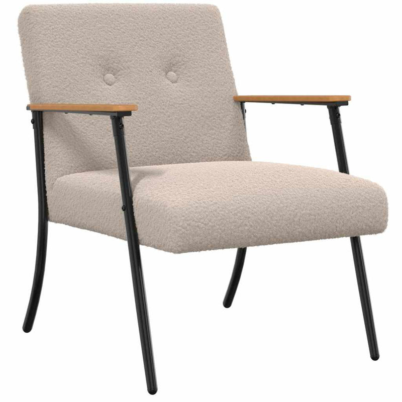 Fauteuil Lichtgrijs Krullend Wol-achtig Stof – extra afbeelding