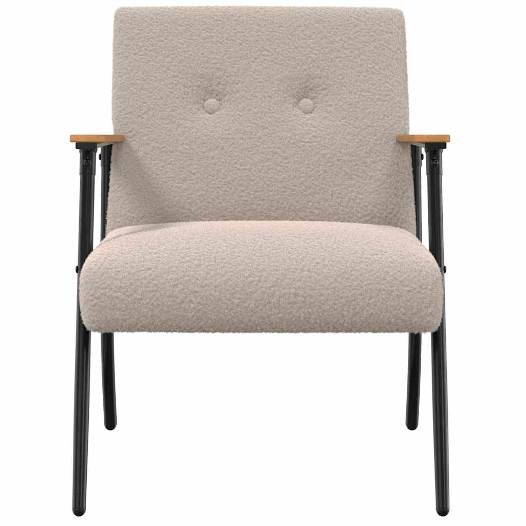 Fauteuil Lichtgrijs Krullend Wol-achtig Stof