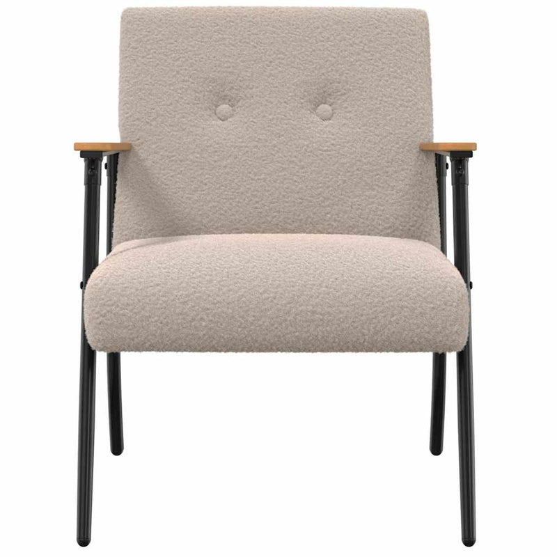 Fauteuil Lichtgrijs Krullend Wol-achtig Stof
