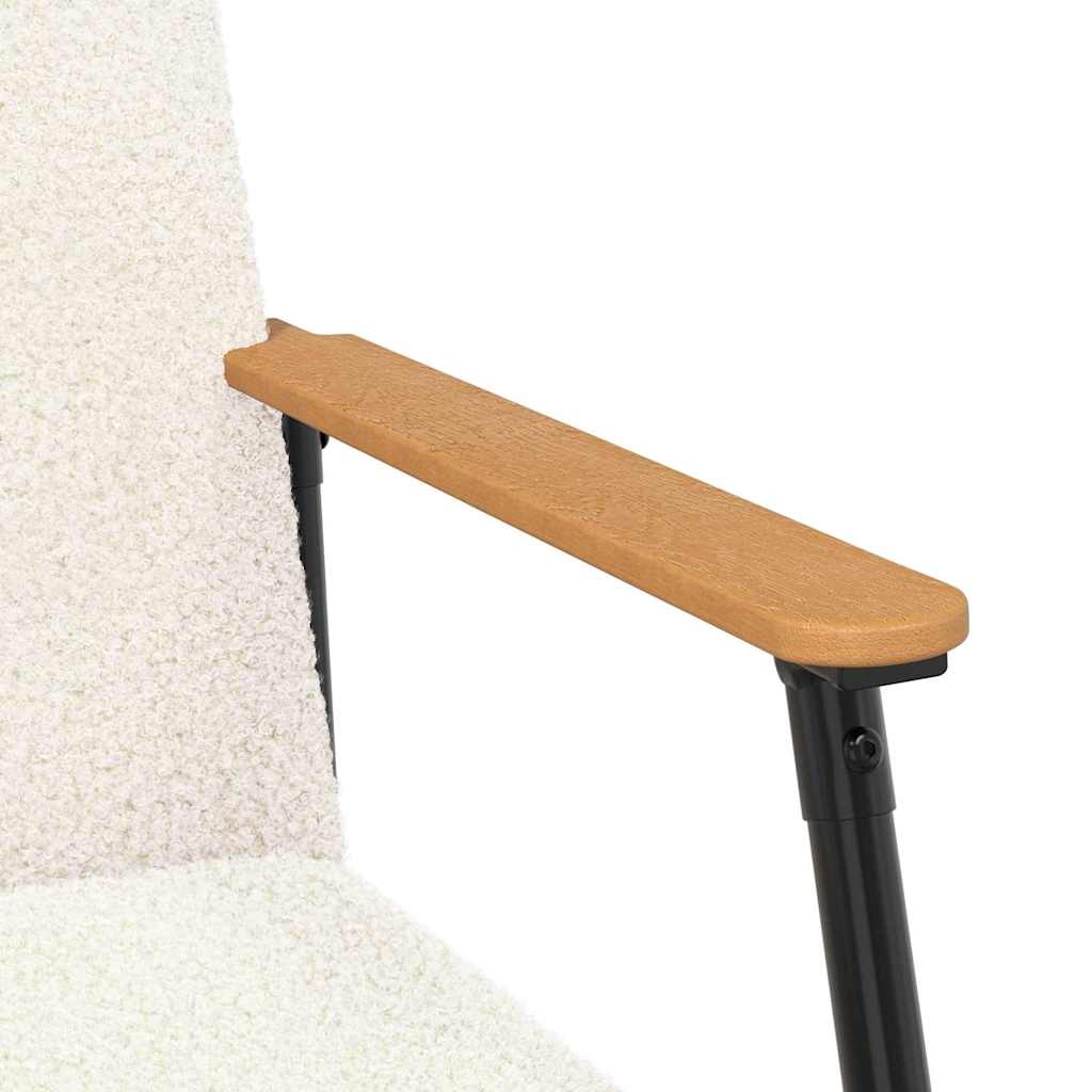 Fauteuil Crème Krullend Wol-achtig Stof