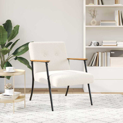 Fauteuil Crème Krullend Wol-achtig Stof