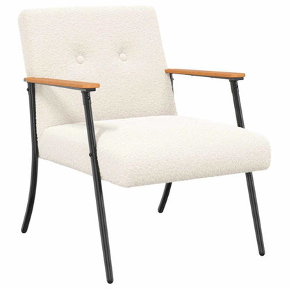 Fauteuil Crème Krullend Wol-achtig Stof