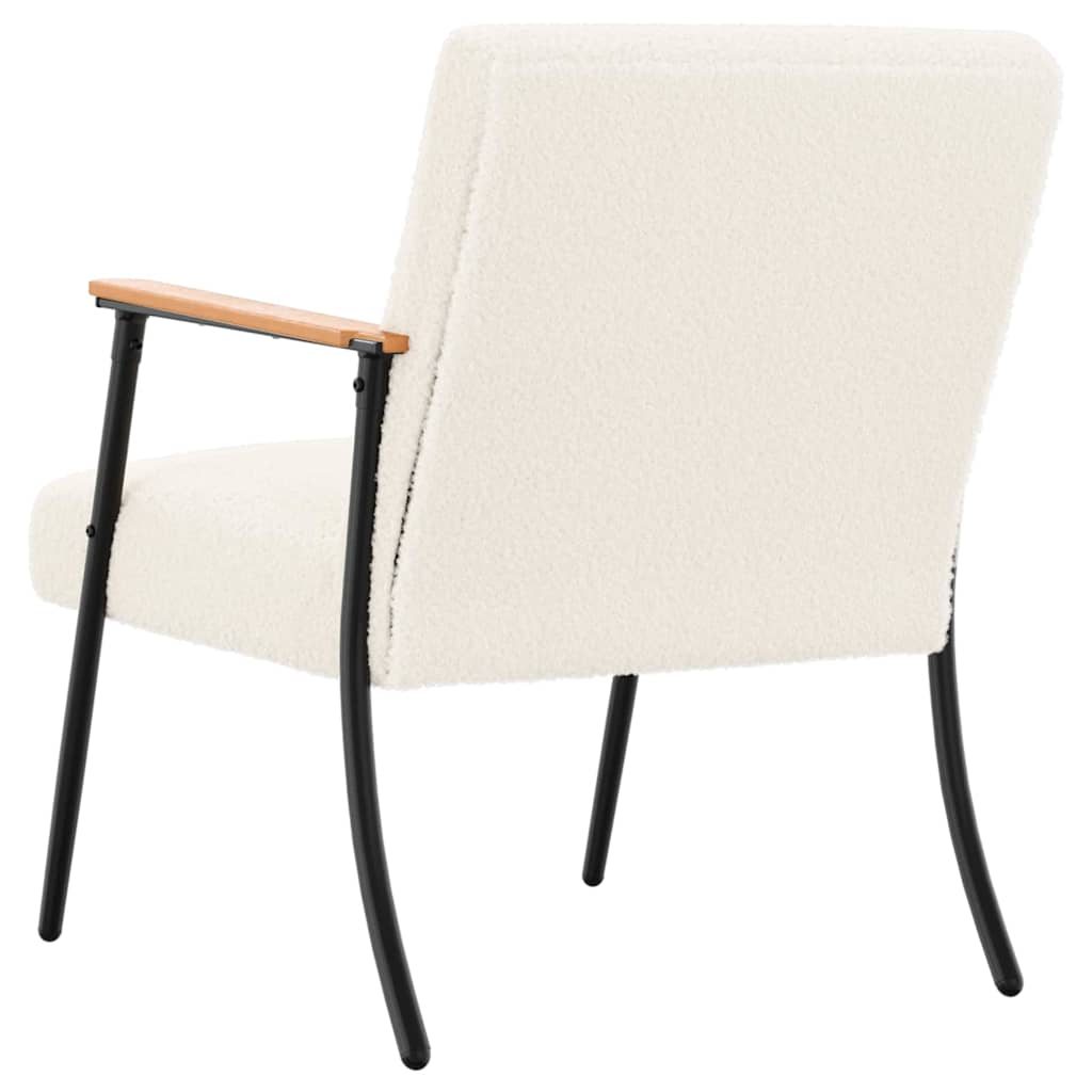 Fauteuil Crème Krullend Wol-achtig Stof