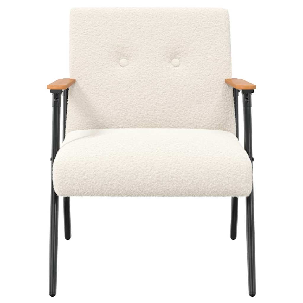 Fauteuil Crème Krullend Wol-achtig Stof