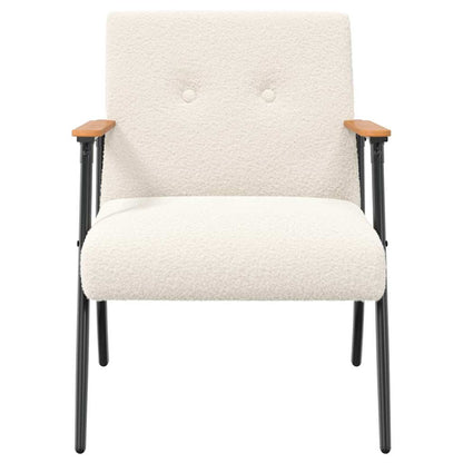 Fauteuil Crème Krullend Wol-achtig Stof
