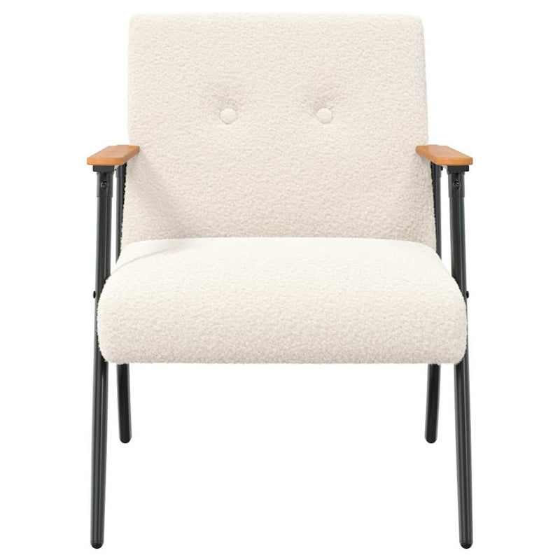 Fauteuil Crème Krullend Wol-achtig Stof