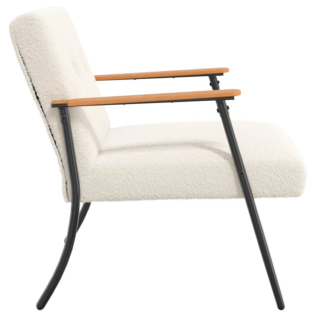 Fauteuil Crème Krullend Wol-achtig Stof