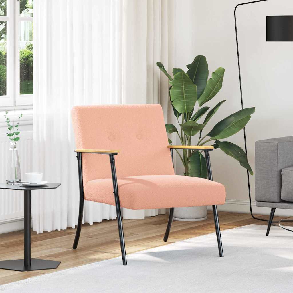 Fauteuil Roze Krullend Wol-achtig Stof