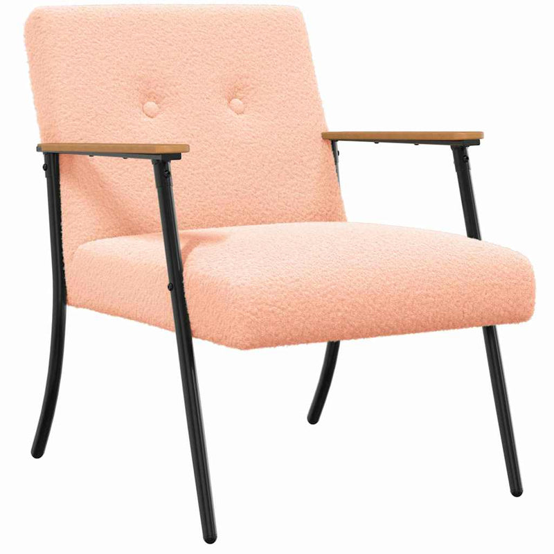 Fauteuil Roze Krullend Wol-achtig Stof – extra afbeelding