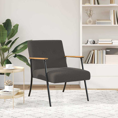 Fauteuil Donkergrijs Krullend Wol-achtig Stof