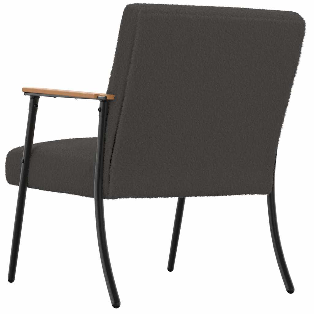Fauteuil Donkergrijs Krullend Wol-achtig Stof