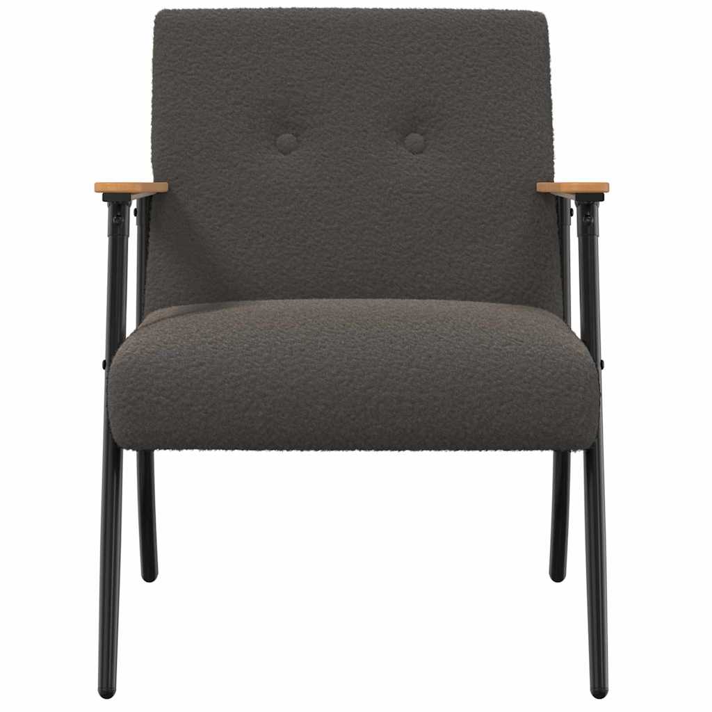 Fauteuil Donkergrijs Krullend Wol-achtig Stof