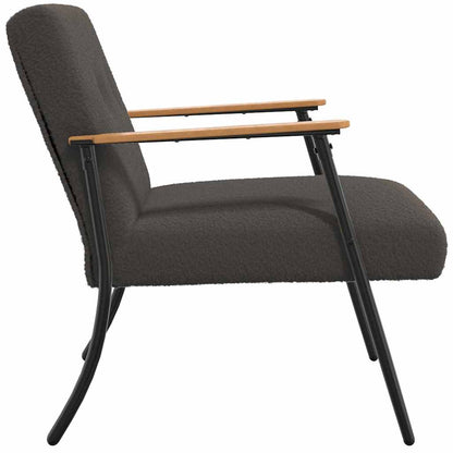 Fauteuil Donkergrijs Krullend Wol-achtig Stof