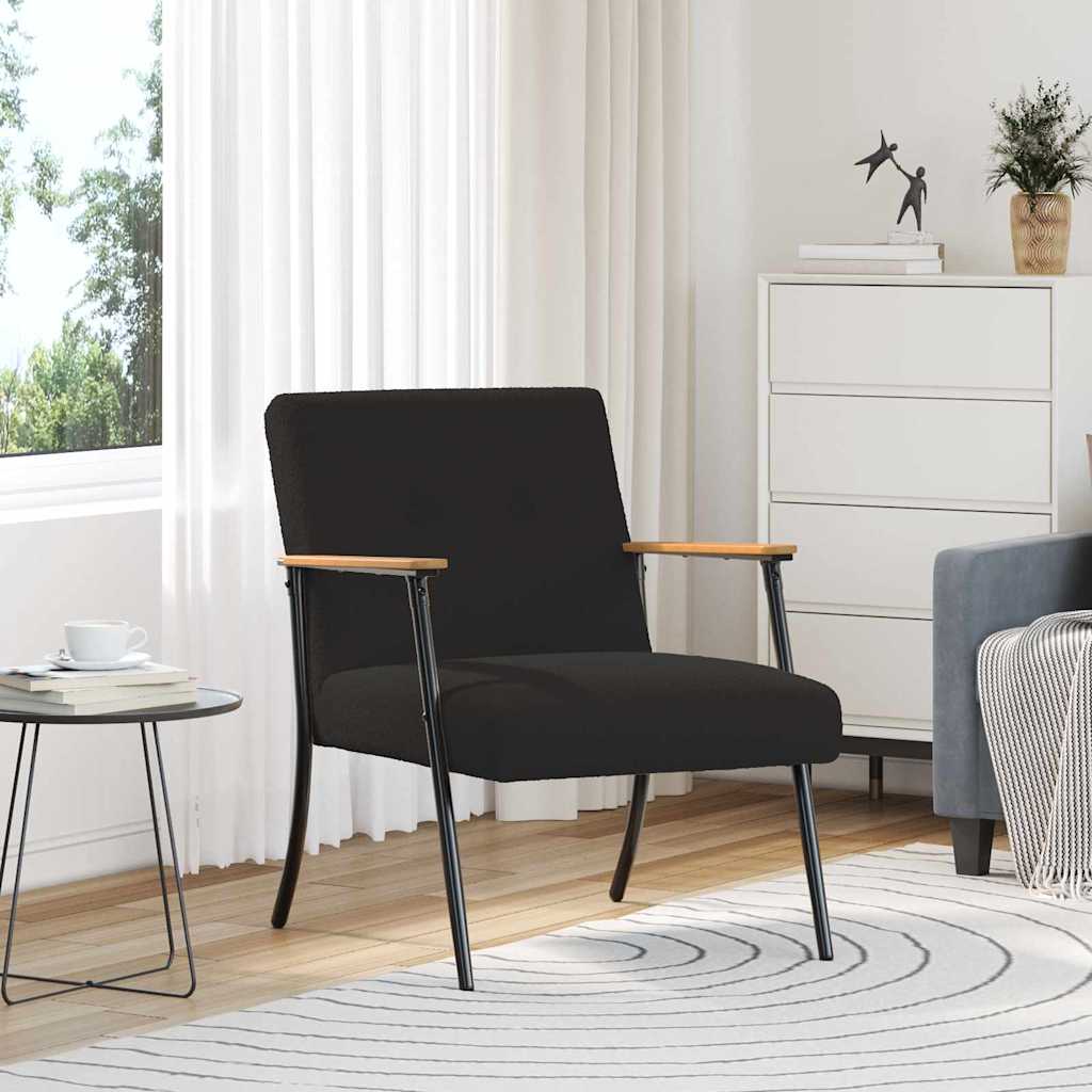 Fauteuil Zwart Krullend Wol-achtig Stof