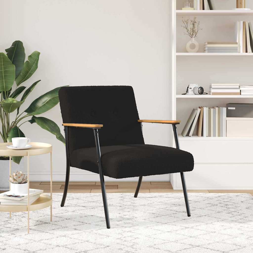 Fauteuil Zwart Krullend Wol-achtig Stof