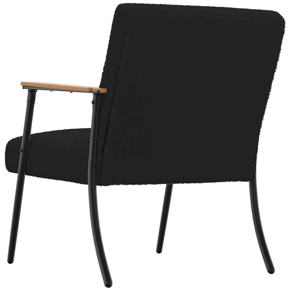 Fauteuil Zwart Krullend Wol-achtig Stof