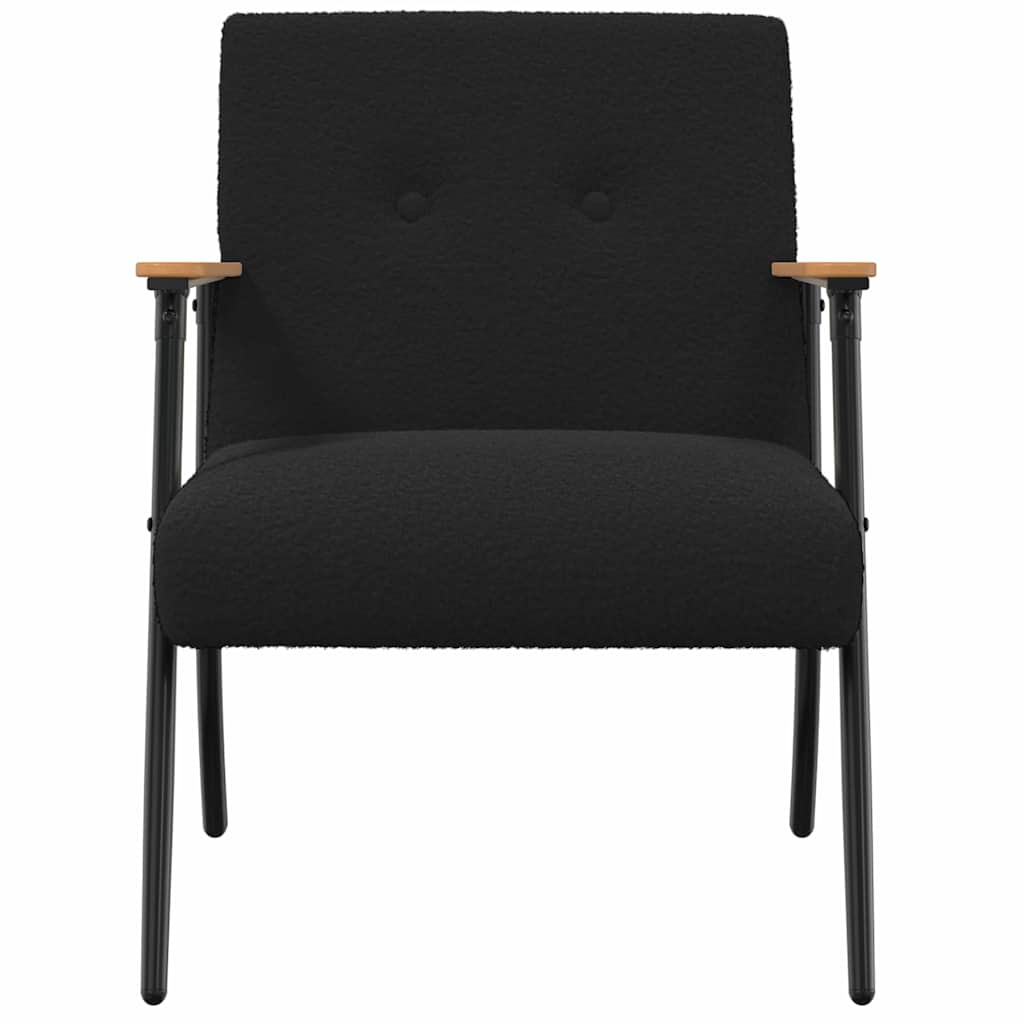 Fauteuil Zwart Krullend Wol-achtig Stof