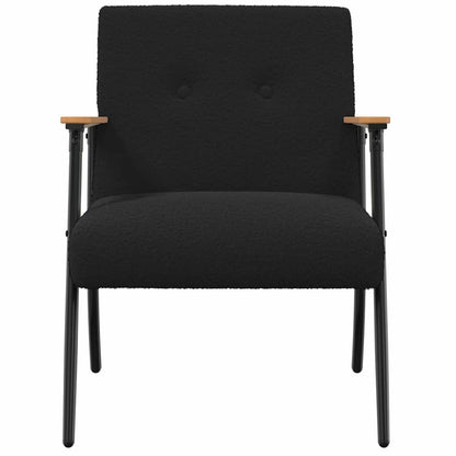 Fauteuil Zwart Krullend Wol-achtig Stof