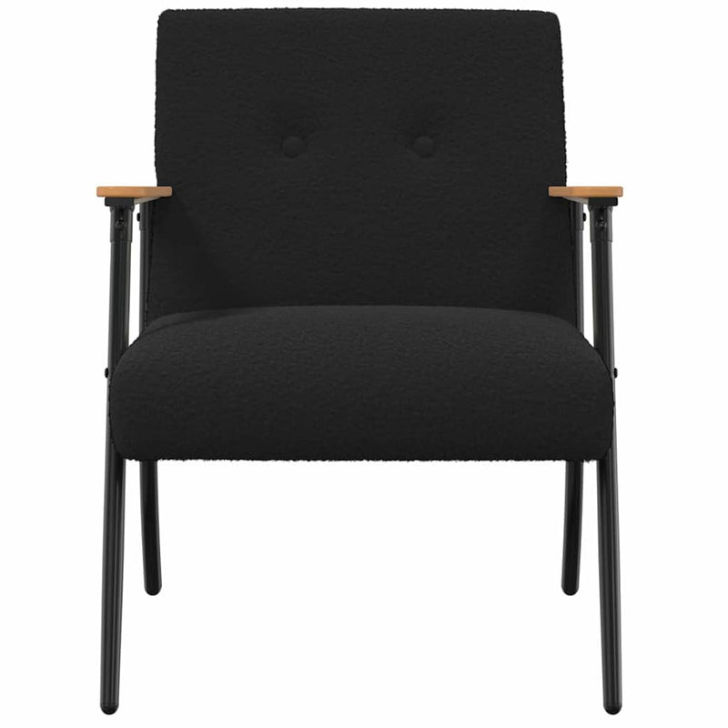 Fauteuil Zwart Krullend Wol-achtig Stof