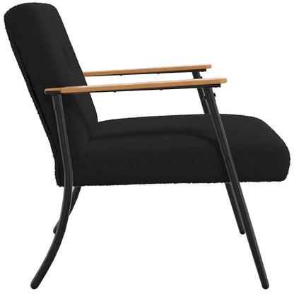 Fauteuil Zwart Krullend Wol-achtig Stof