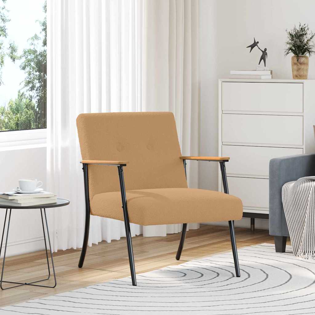 Fauteuil Beige Krullend Wol-achtig Stof