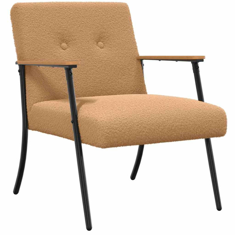 Fauteuil Beige Krullend Wol-achtig Stof – extra afbeelding