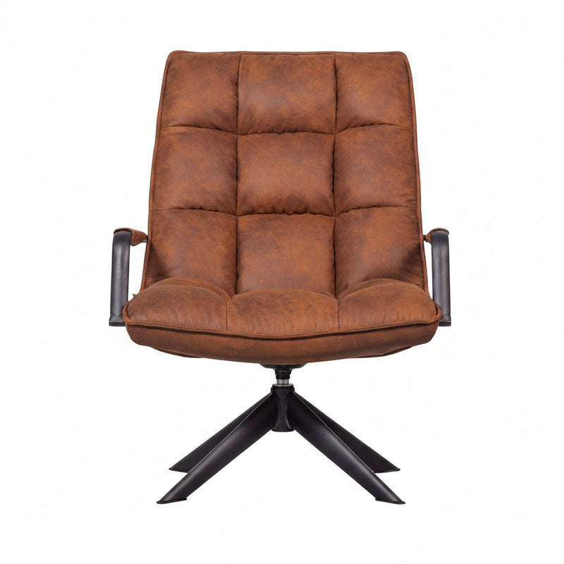 WOOOD Jouke Draaifauteuil - Kunstleer - Cognac - 96x70x85