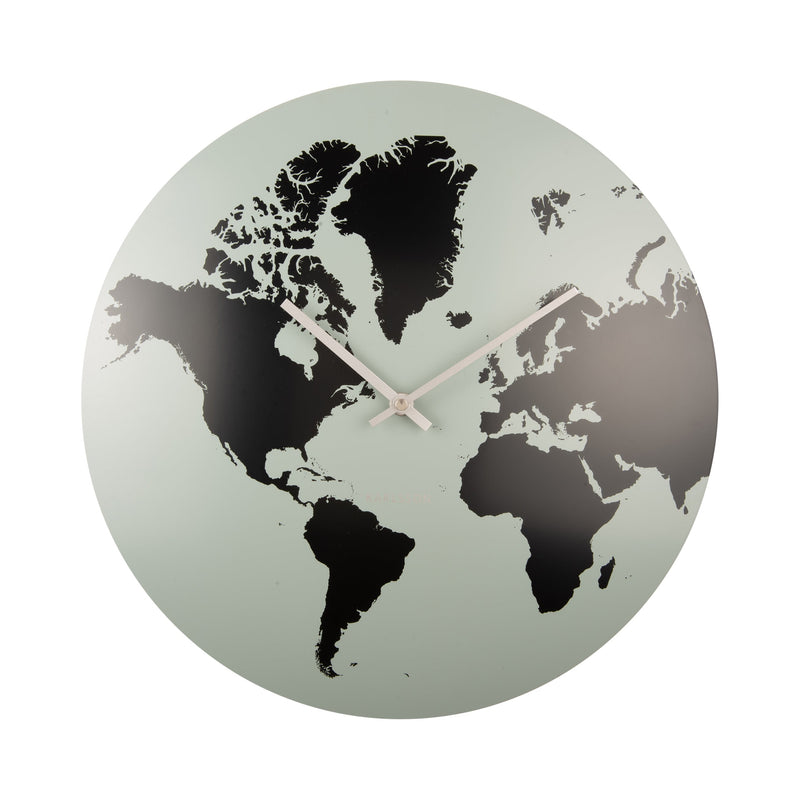 Karlsson Wandklok World Map grijs | Retourdeal 29% korting