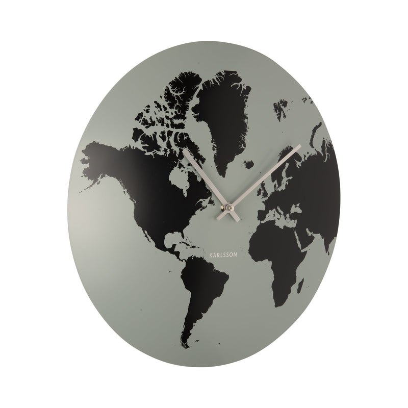 Karlsson Wandklok World Map grijs | Retourdeal 29% korting – extra afbeelding