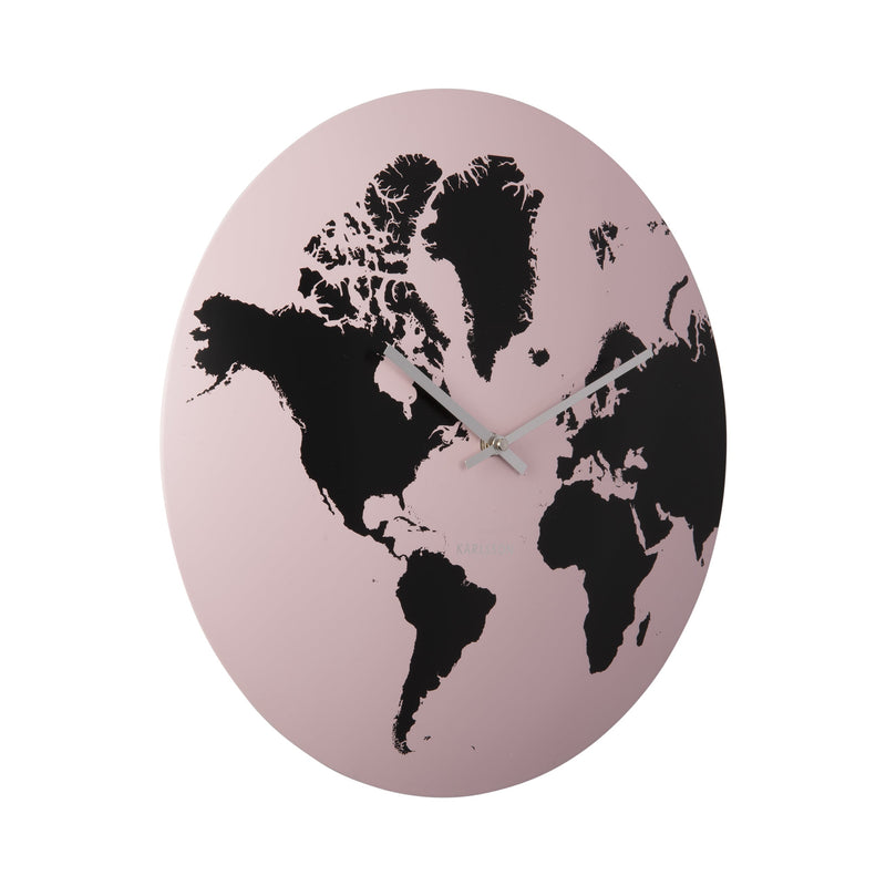 Karlsson Wandklok World Map roze | Retourdeal 29% korting – extra afbeelding