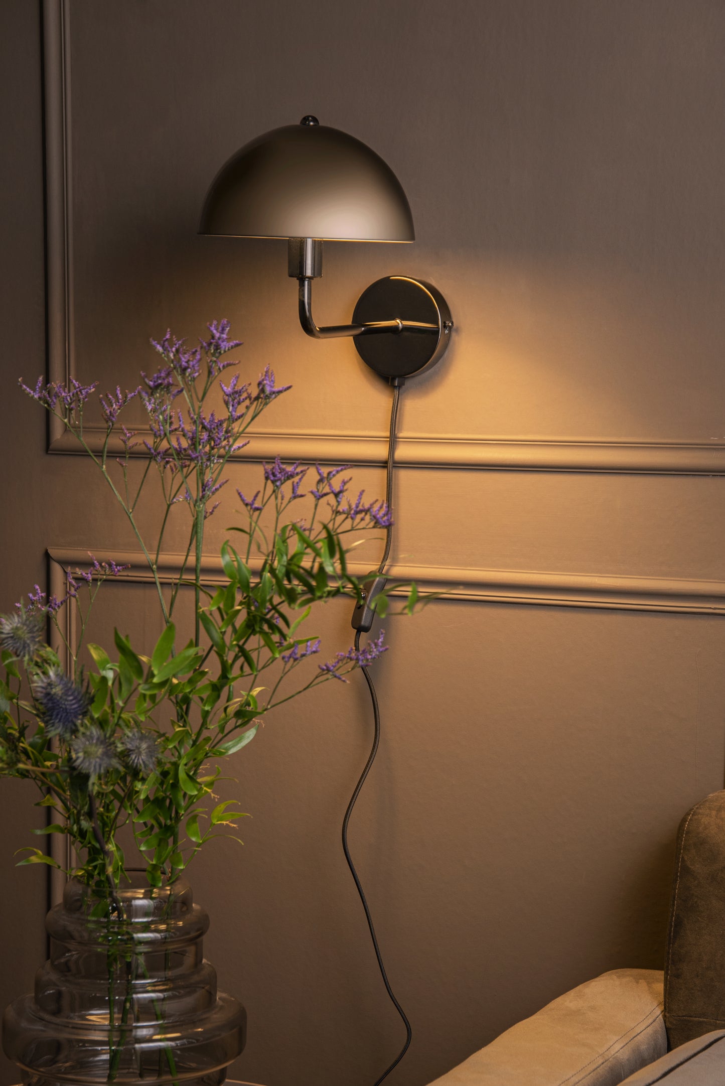 Leitmotiv Wandlamp Bonnet smokey grijs | Retourdeal 25% korting