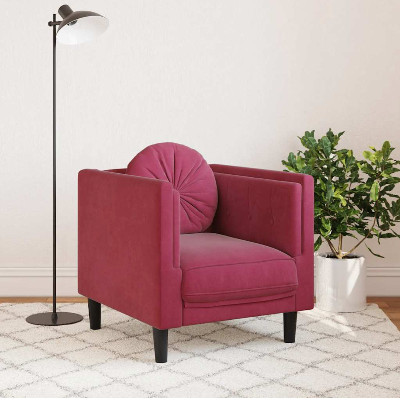 Fauteuil Roos - fluweel - met kussen